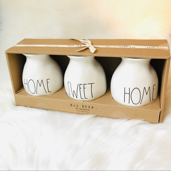 NWT Rae Dunn HOME SWEET HOME Bud Vases Jar Set